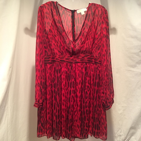 michael kors red leopard dress